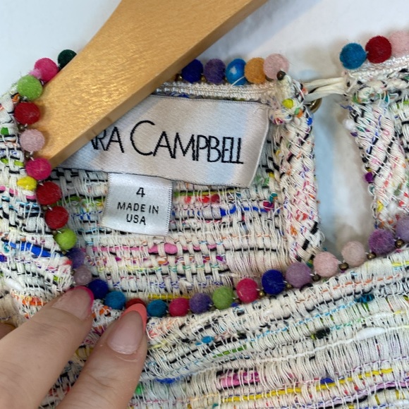 Sara Campbell Tweed Pom Pom T-Shirt Top Size 4 - Picture 10 of 11